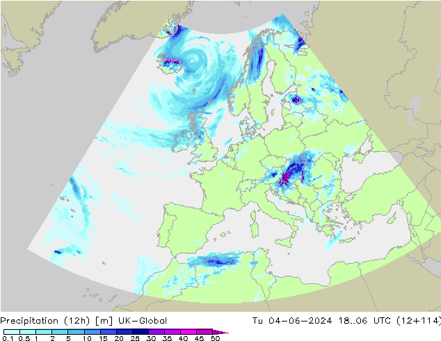 Yağış (12h) UK-Global Sa 04.06.2024 06 UTC