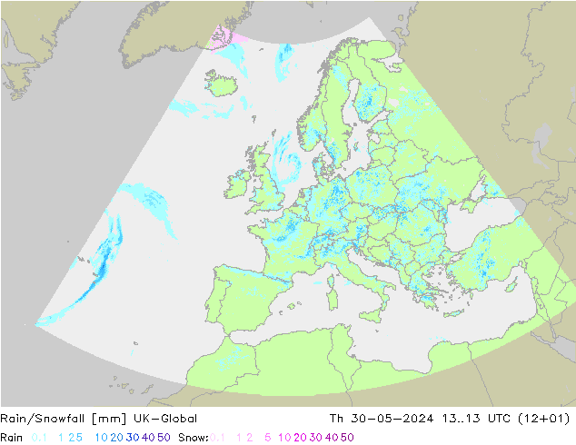 Regen/Schneefall UK-Global Do 30.05.2024 13 UTC