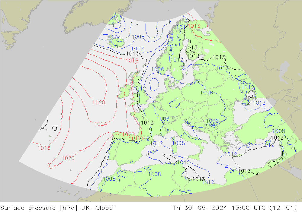Luchtdruk (Grond) UK-Global do 30.05.2024 13 UTC
