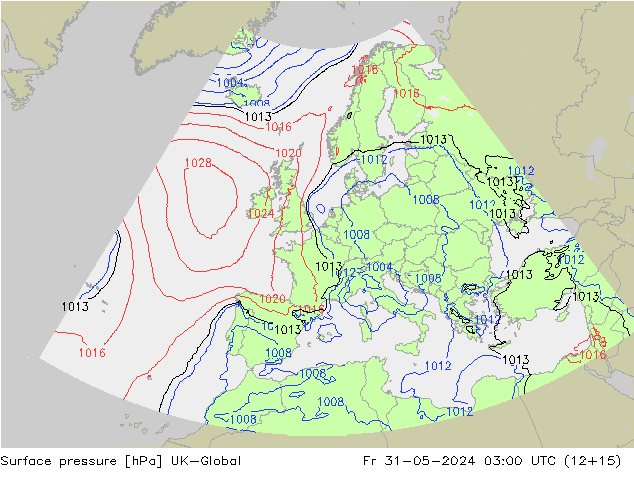 Surface pressure UK-Global Fr 31.05.2024 03 UTC
