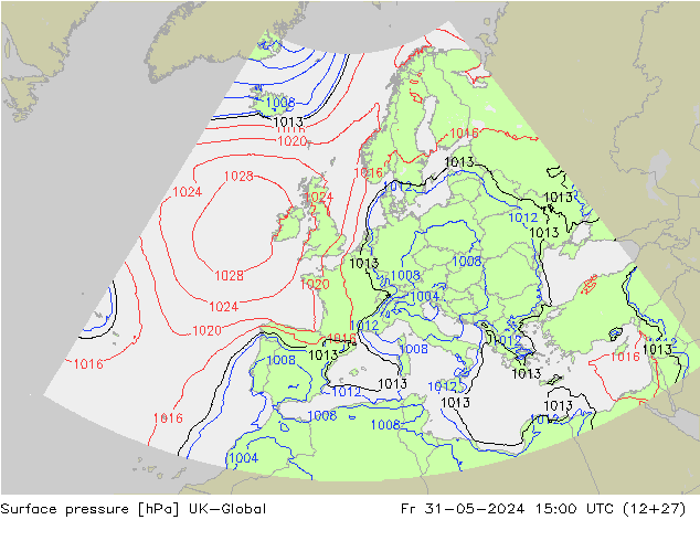 Luchtdruk (Grond) UK-Global vr 31.05.2024 15 UTC