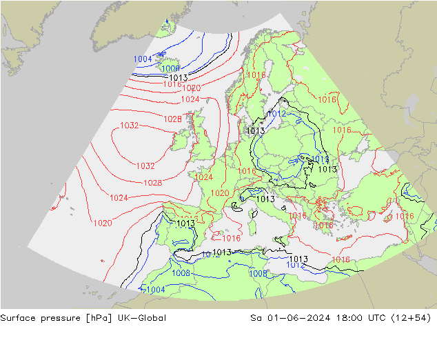 Atmosférický tlak UK-Global So 01.06.2024 18 UTC