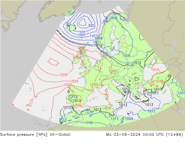 Presión superficial UK-Global lun 03.06.2024 00 UTC