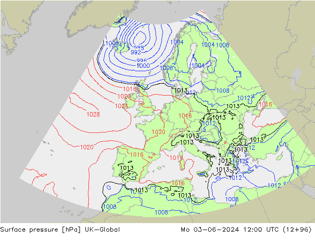 pression de l'air UK-Global lun 03.06.2024 12 UTC
