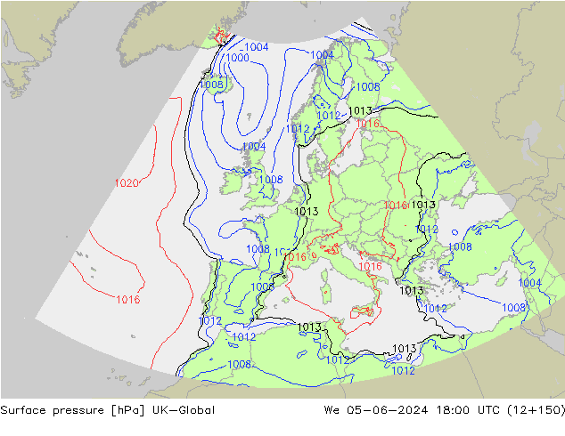 Atmosférický tlak UK-Global St 05.06.2024 18 UTC