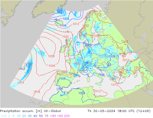 Precipitation accum. UK-Global Th 30.05.2024 18 UTC