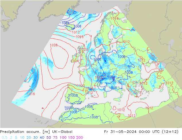 Precipitation accum. UK-Global Fr 31.05.2024 00 UTC