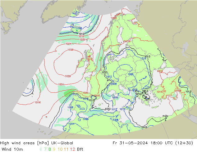 High wind areas UK-Global vie 31.05.2024 18 UTC