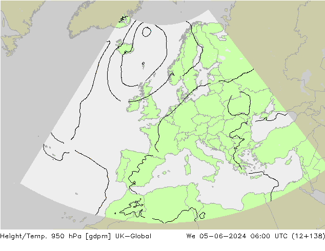 Height/Temp. 950 hPa UK-Global We 05.06.2024 06 UTC