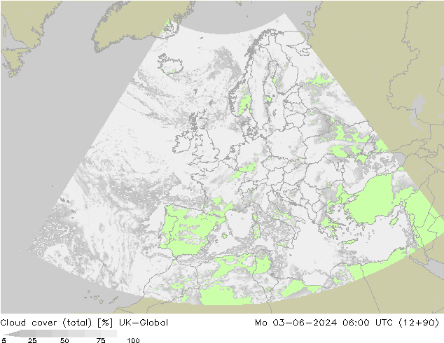 Cloud cover (total) UK-Global Po 03.06.2024 06 UTC