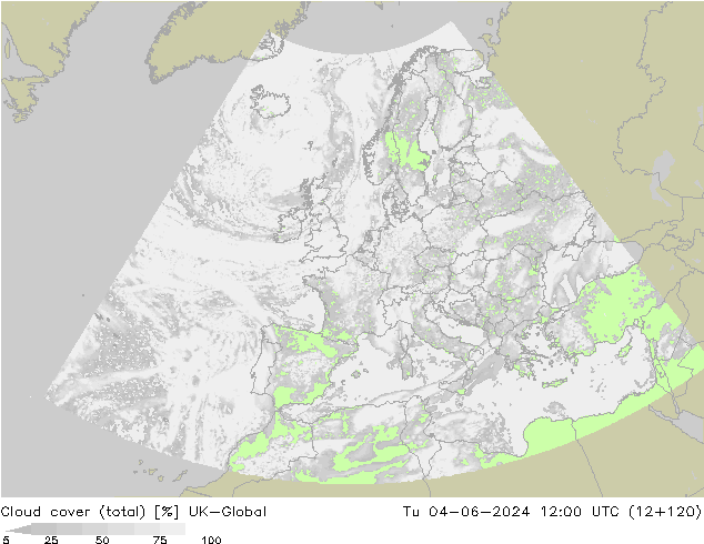 Wolken (gesamt) UK-Global Di 04.06.2024 12 UTC