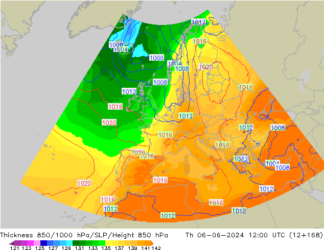 Thck 850-1000 hPa UK-Global Th 06.06.2024 12 UTC