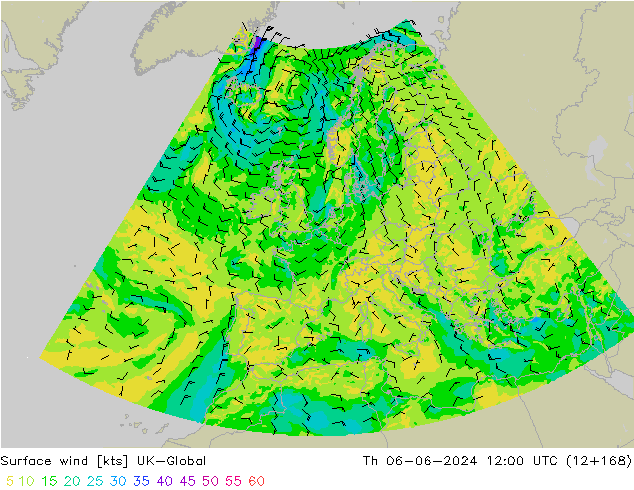 Surface wind UK-Global Th 06.06.2024 12 UTC