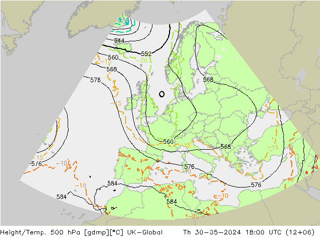 Yükseklik/Sıc. 500 hPa UK-Global Per 30.05.2024 18 UTC