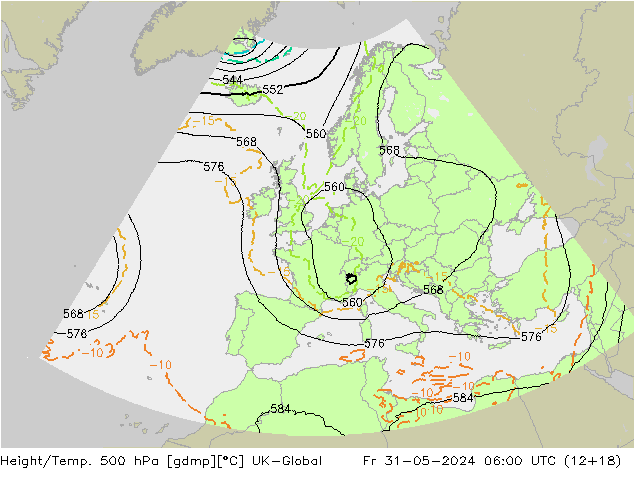 Height/Temp. 500 hPa UK-Global Pá 31.05.2024 06 UTC