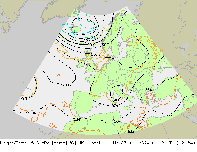 Height/Temp. 500 hPa UK-Global pon. 03.06.2024 00 UTC