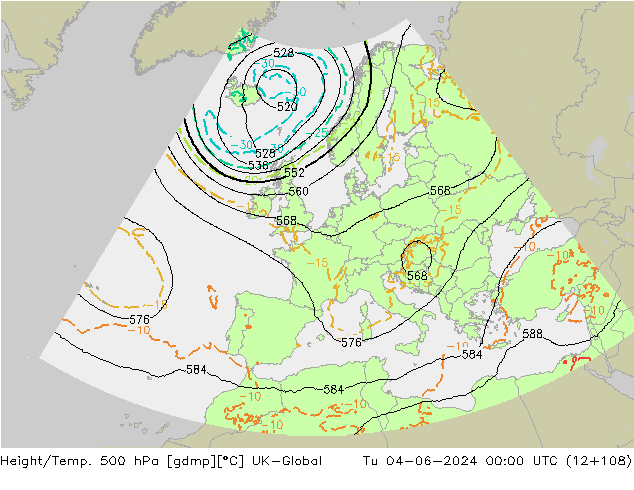 Géop./Temp. 500 hPa UK-Global mar 04.06.2024 00 UTC