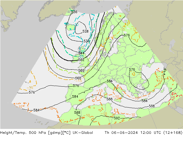 Height/Temp. 500 hPa UK-Global  06.06.2024 12 UTC