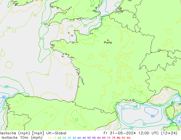 Isotachs (mph) UK-Global Sex 31.05.2024 12 UTC