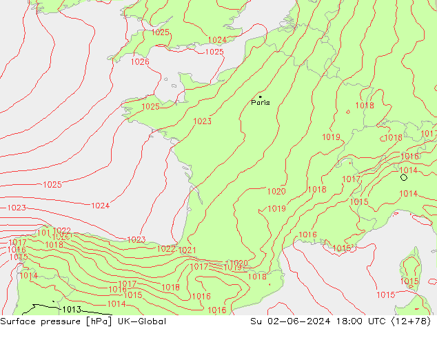 Yer basıncı UK-Global Paz 02.06.2024 18 UTC