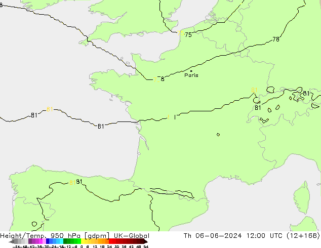 Height/Temp. 950 гПа UK-Global чт 06.06.2024 12 UTC