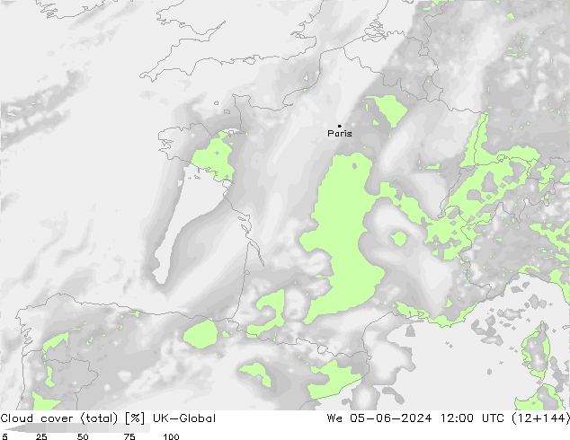 zachmurzenie (suma) UK-Global śro. 05.06.2024 12 UTC