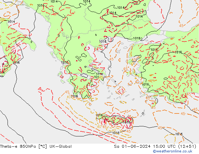 Theta-e 850hPa UK-Global Cts 01.06.2024 15 UTC
