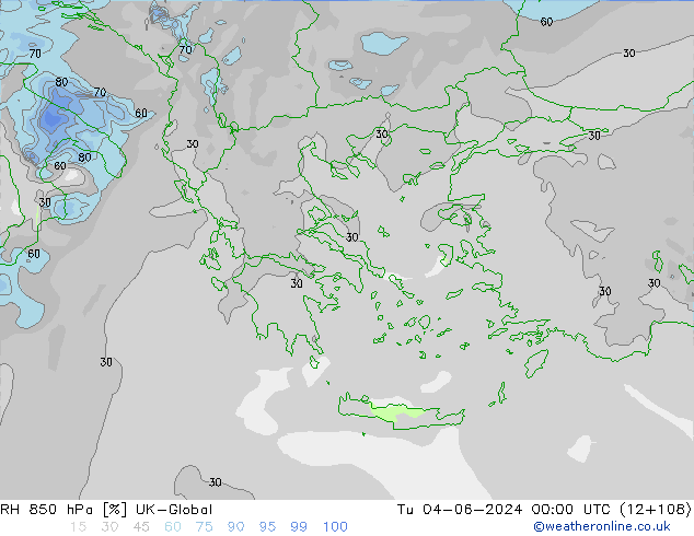 RH 850 hPa UK-Global Tu 04.06.2024 00 UTC