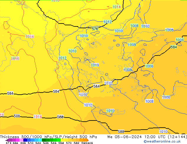 Thck 500-1000hPa UK-Global mer 05.06.2024 12 UTC