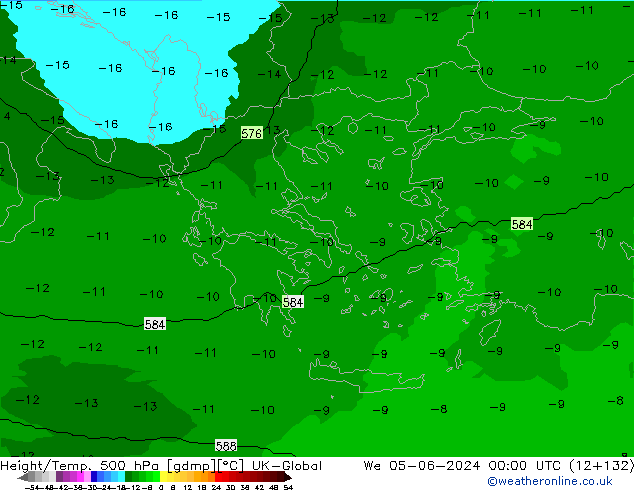 Height/Temp. 500 hPa UK-Global śro. 05.06.2024 00 UTC