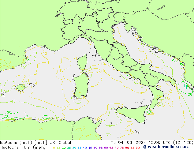 Isotachen (mph) UK-Global Di 04.06.2024 18 UTC