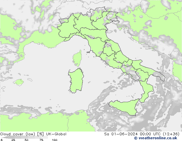 Cloud cover (low) UK-Global Sa 01.06.2024 00 UTC