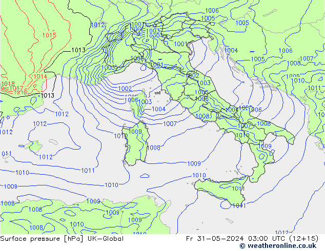 Surface pressure UK-Global Fr 31.05.2024 03 UTC