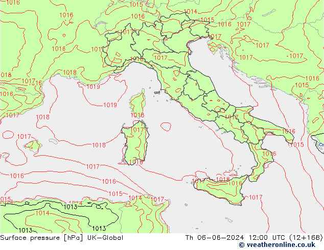 Surface pressure UK-Global Th 06.06.2024 12 UTC