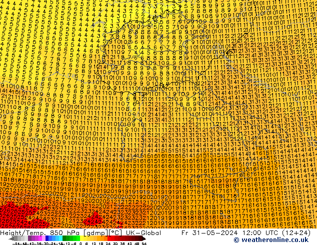 Yükseklik/Sıc. 850 hPa UK-Global Cu 31.05.2024 12 UTC