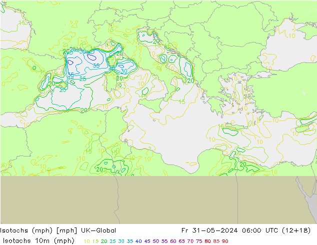 Isotachs (mph) UK-Global ven 31.05.2024 06 UTC