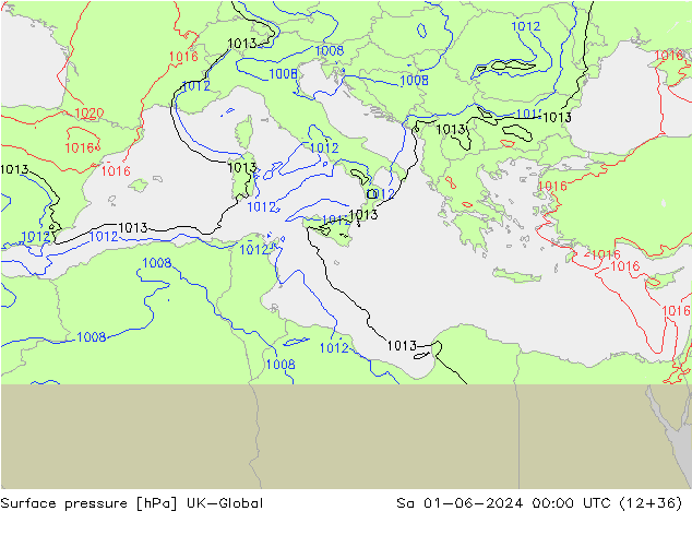 Presión superficial UK-Global sáb 01.06.2024 00 UTC