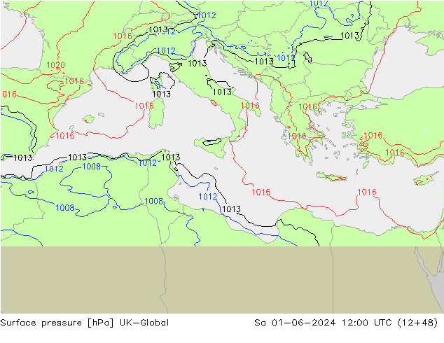 Luchtdruk (Grond) UK-Global za 01.06.2024 12 UTC