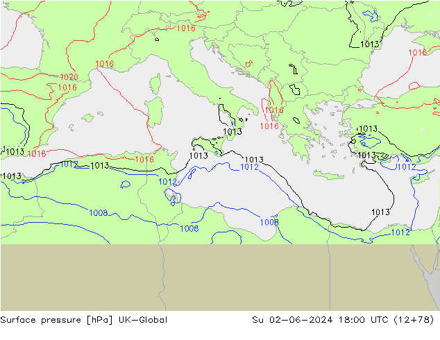 Surface pressure UK-Global Su 02.06.2024 18 UTC