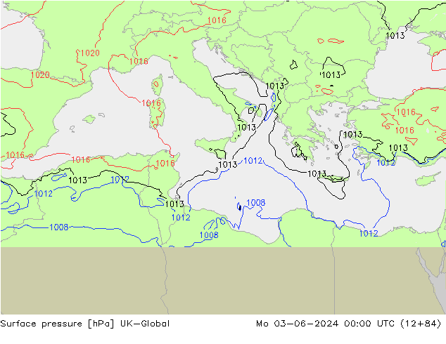 Surface pressure UK-Global Mo 03.06.2024 00 UTC