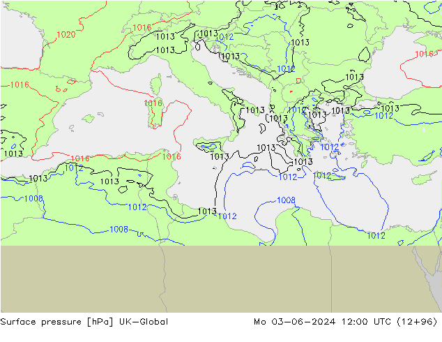 приземное давление UK-Global пн 03.06.2024 12 UTC