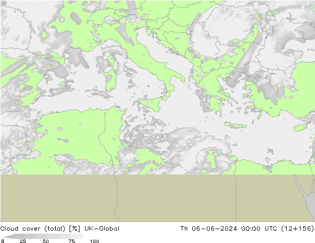 Cloud cover (total) UK-Global Th 06.06.2024 00 UTC