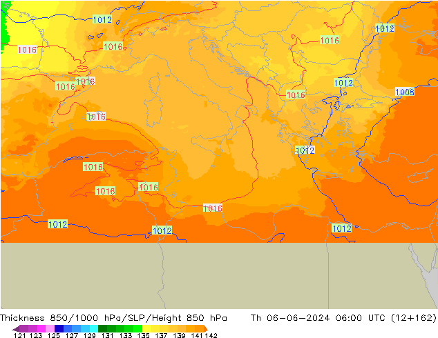 Thck 850-1000 hPa UK-Global Th 06.06.2024 06 UTC