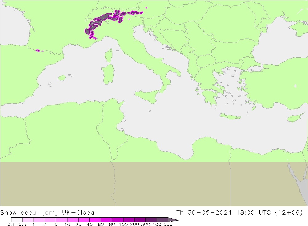 Snow accu. UK-Global Th 30.05.2024 18 UTC