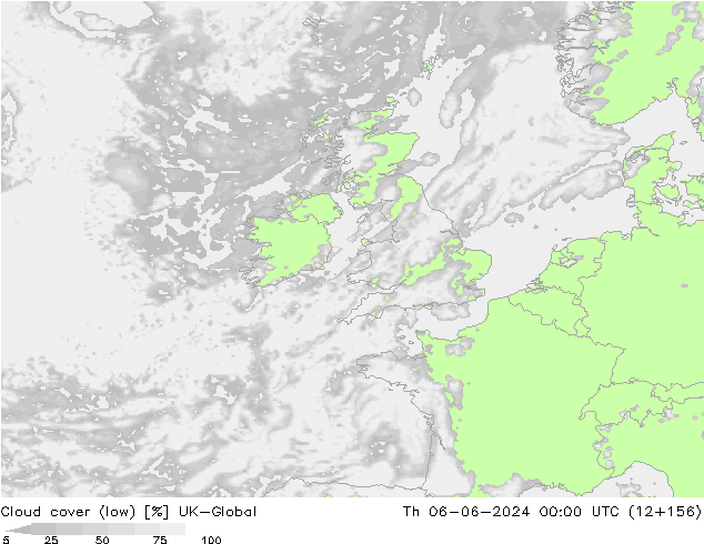 Bewolking (Laag) UK-Global do 06.06.2024 00 UTC
