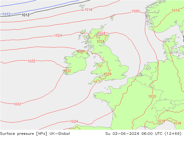Atmosférický tlak UK-Global Ne 02.06.2024 06 UTC