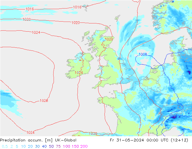 Totale neerslag UK-Global vr 31.05.2024 00 UTC