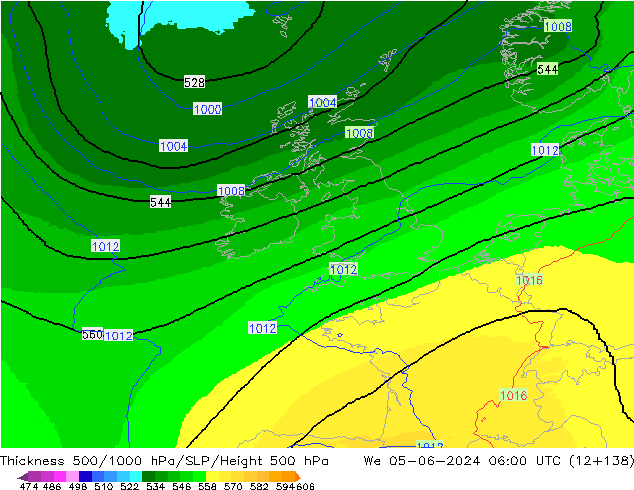 Thck 500-1000hPa UK-Global We 05.06.2024 06 UTC