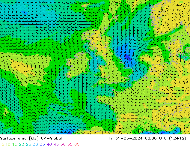 Surface wind UK-Global Fr 31.05.2024 00 UTC