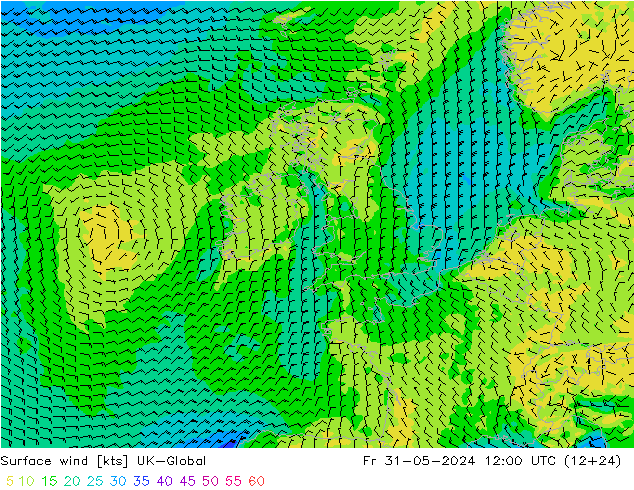 Surface wind UK-Global Pá 31.05.2024 12 UTC